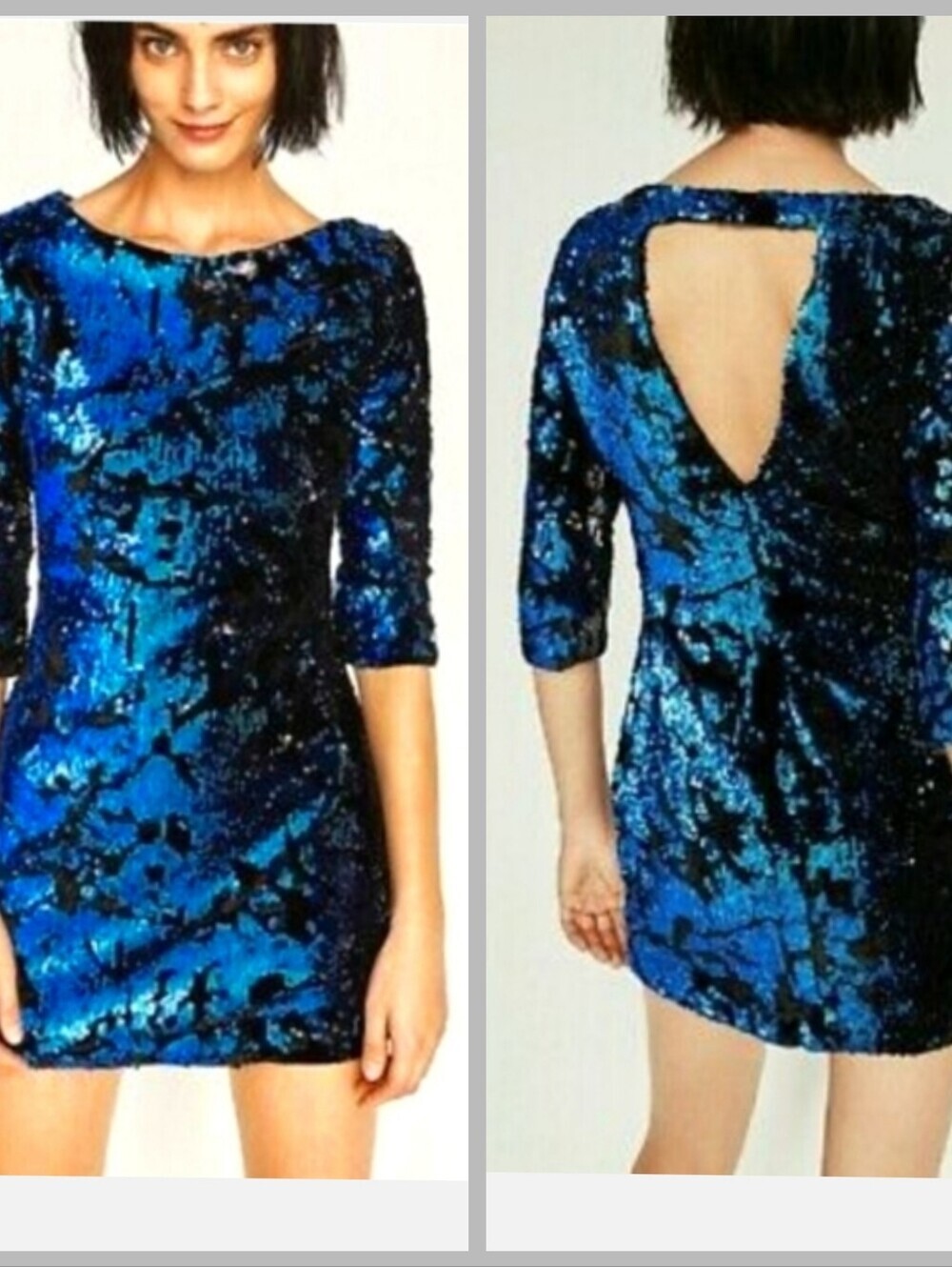 Zara Blue Velvet Sequin Mini Dress Formal Evening Cocktail Fairy Small Romantic